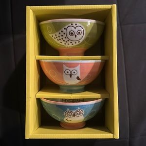Super Cute 3 Owl Bowls *Brand New in Box*